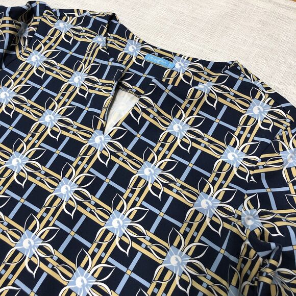 J. McLaughlin Catalina Cloth Carly Top Womens M Geo Floral Notched Neck Preppy - Picture 10 of 13